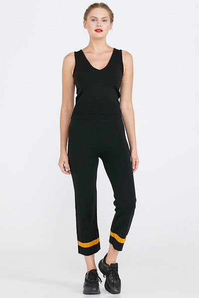 Sementa Pantaloni Tricotaj cu Detaliu Picior - Negru