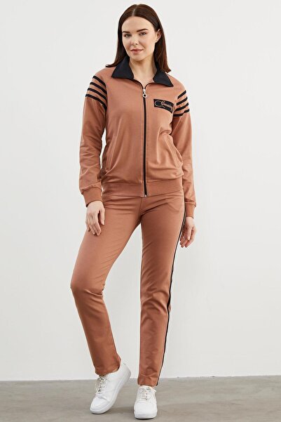 Sementa Φόρμα με ρίγες με όρθιο γιακά - Milk Coffee