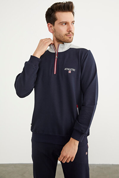 Sementa Σετ αθλητική φόρμα με γιακά με μισό φερμουάρ - Navy Blue