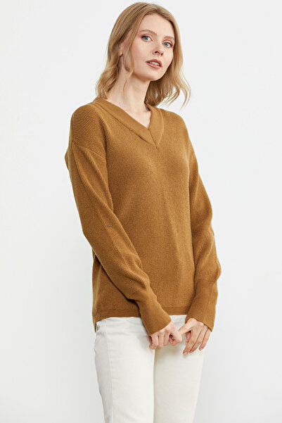 Sementa V-Neck Knitwear Sweater - Camel