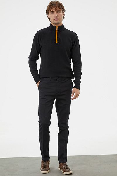 Sementa Cotton Chino Pants with Side Pockets - Black
