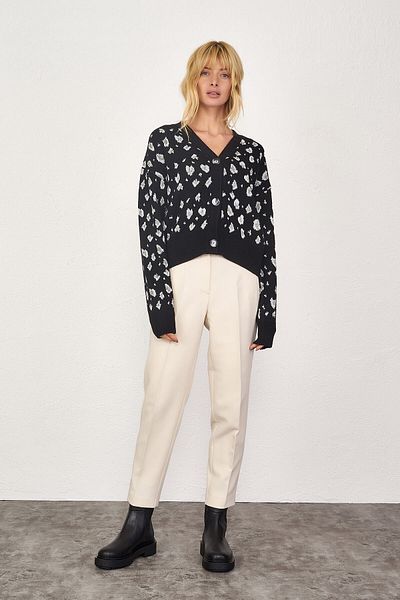 Sementa Cardigan de damă cu model leopard - negru - os