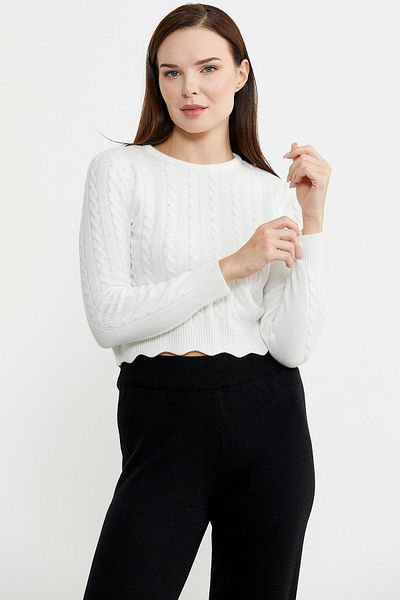 Sementa Pulover Crop Knitwear - Păr împletit feliat, Model Bone