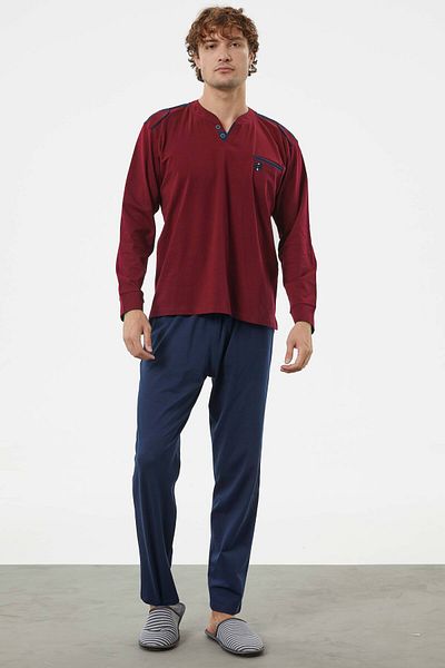 Sementa Σετ πιτζάμες με τσέπη Judge Collar - Claret Red