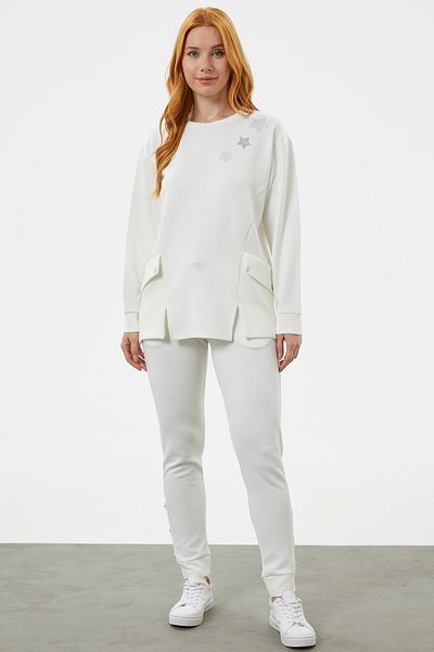 Sementa Oversize Tracksuit Set with Bag Pocket Detail - Ecru
