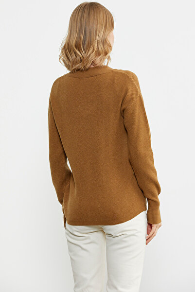 Sementa V-Neck Knitwear Sweater - Camel