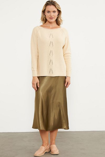 Sementa Boat Neck Motif Detailed Knitwear Sweater - Bone