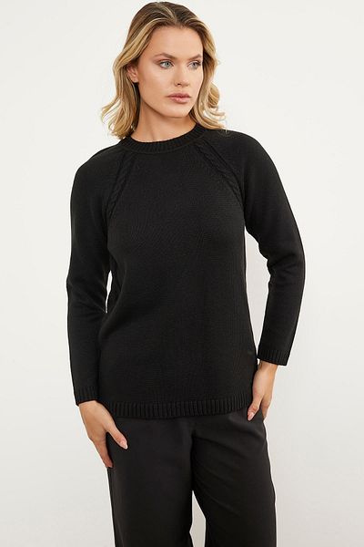 Sementa Pulover tricot tunică cu detaliu împletitură de păr - negru