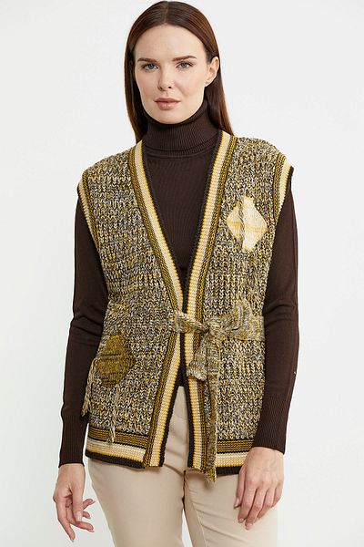 Sementa Brown Belted Wool Knitwear Vest