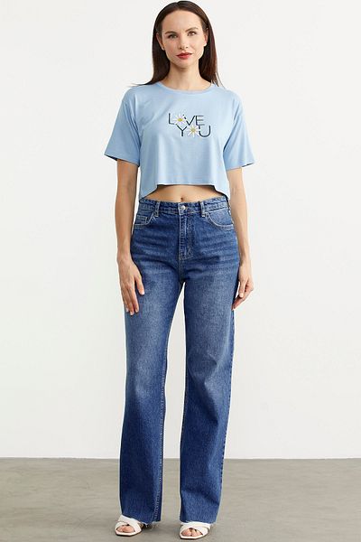 Sementa Pantaloni de jeans cu talie înaltă - albastru