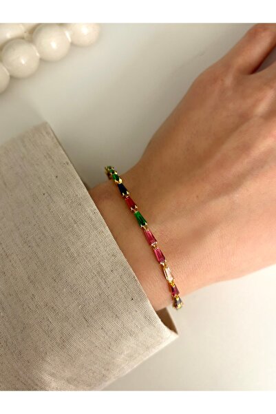 Ressia Trapezoidal Stone Colored Waterway Bracelet