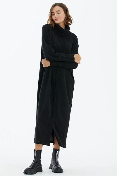 Sementa Rochie Degaje Guler Fata Impletit Tricot - Neagra