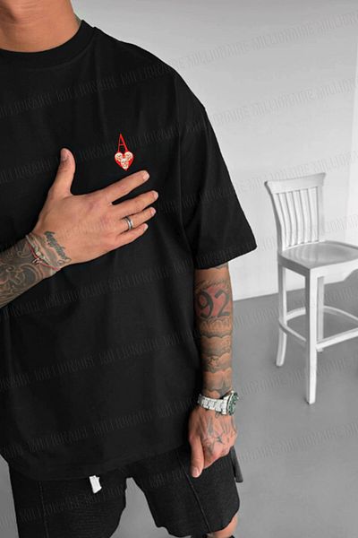 Millionaire Ανδρικό μπλουζάκι με μαύρη κούπα As Skull Oversize Fit Loose Wide Fit Loose Cut T-shirt