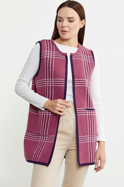 Sementa Double Colored Wool Filled Needle Knitwear Vest - Rose