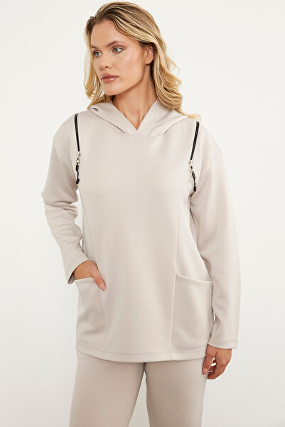 Sementa Fermuar Detaylı Cepli Eşofman Takım - Bej