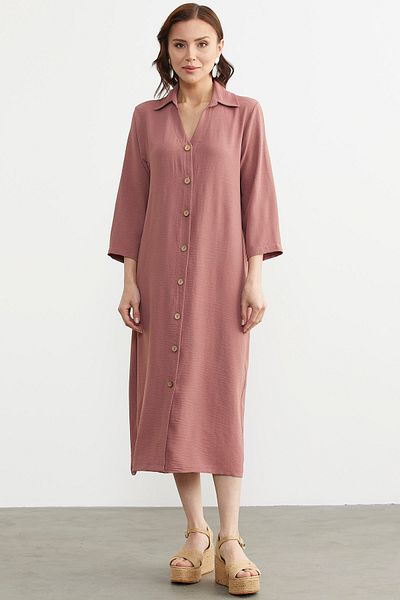 Sementa Rochie midi confortabilă Rose - Croială cu nasturi