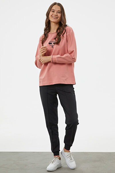 Sementa Σετ αθλητική φόρμα Oversize με λεπτομέρεια κεντήματος - Ροζ