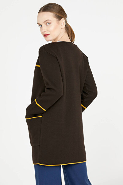 Sementa Μακρύ Πλεκτό Παλτό - Καφέ - Μουσταρδί