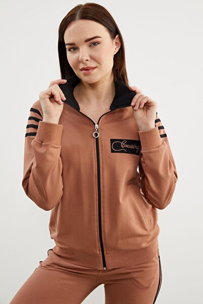 Sementa Φόρμα με ρίγες με όρθιο γιακά - Milk Coffee