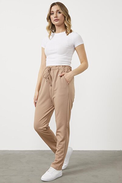 Sementa Φούτερ με ελαστική μέση σε μεγάλο μέγεθος - Μπεζ