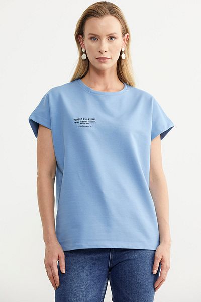 Sementa Tricou oversize cu maneca scurta - albastru