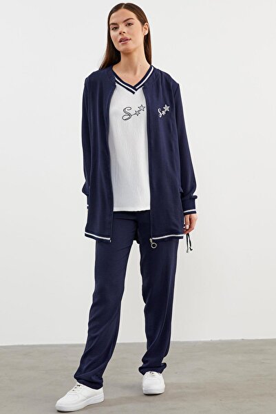 Sementa Crepe Wide Fit Three-piece Set - Navy Blue