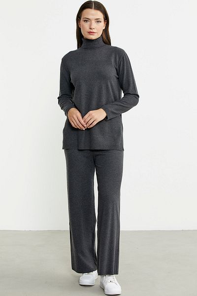 Sementa Σετ πλεκτό πουλόβερ και παντελόνι Anthracite Full Turtleneck