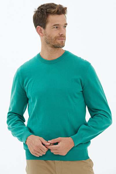 Sementa Πλεκτό πουλόβερ με λαιμόκοψη σε πράσινο χρώμα