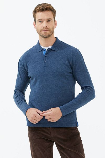 Sementa Pulover din tricotaje cu nasturi cu gât polo - Indigo