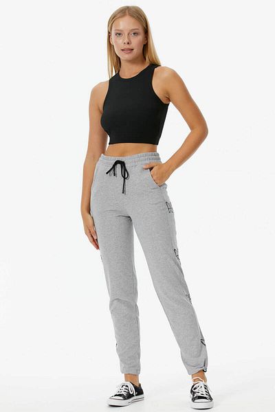 Sementa Pantaloni de sport cu picior reglabil cu imprimeu fluture - gri