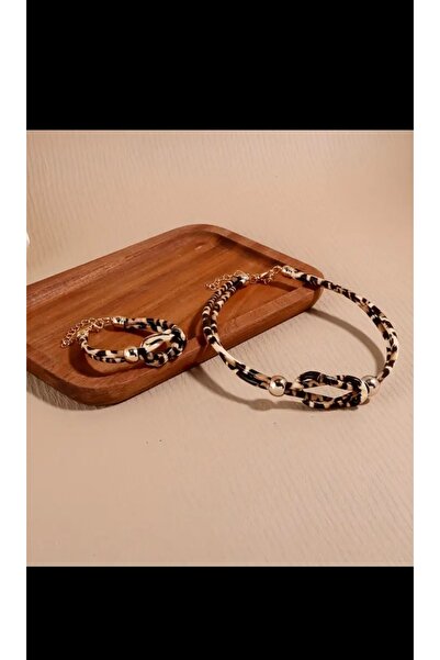 ISTBIRD ACCESSORIES Leopar kolye ve bileklikten oluşmuç set