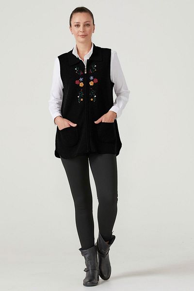 Sementa Women's Zippered Knitwear Vest - Black
