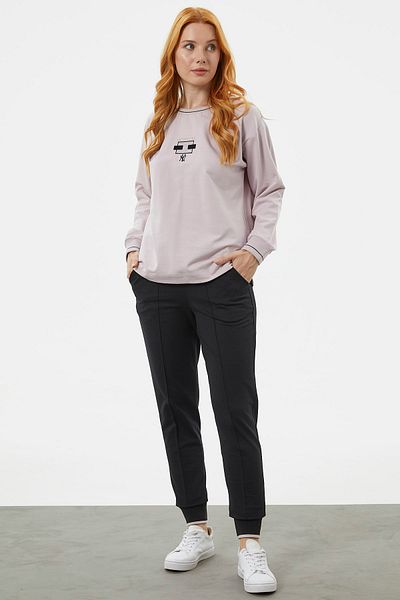 Sementa Set de trening supradimensionat cu broderie - Liliac