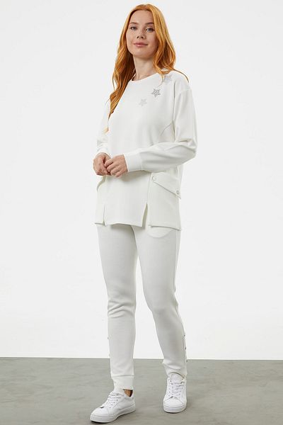 Sementa Oversize Tracksuit Set with Bag Pocket Detail - Ecru