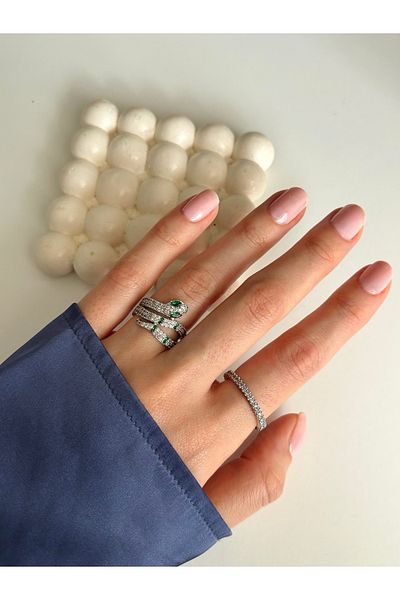 Ressia Snake Figured Brilliant Zircon Stone Adjustable Ring