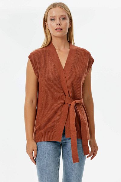 Sementa Self-Belted Wool Knitwear Vest - Tile