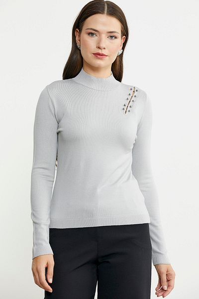 Sementa Knitwear Sweater with Shoulder Accessories - Gray