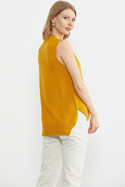 Sementa Long Back Motif Knitwear Sweater - Mustard