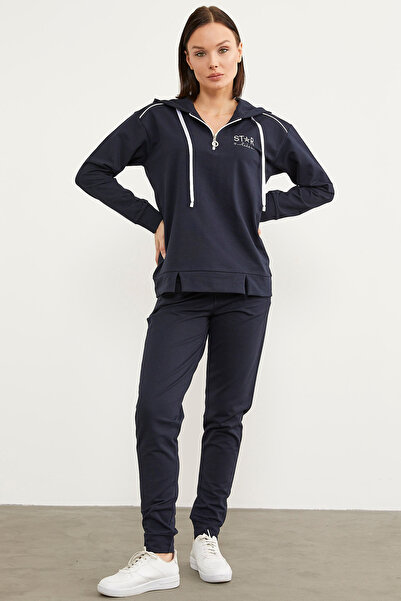 Sementa Σετ αθλητική φόρμα Jogger Oversize με κουκούλα - Navy Blue