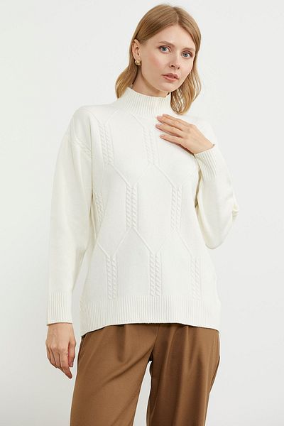 Sementa Pulover tricot de bază cu model pe jumătate pescar - os
