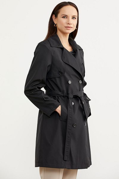 Sementa Large Size Shawl Collar Trench Coat - Black