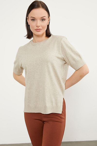 Sementa Crew Neck Short Sleeve Knitwear Sweater - Stone