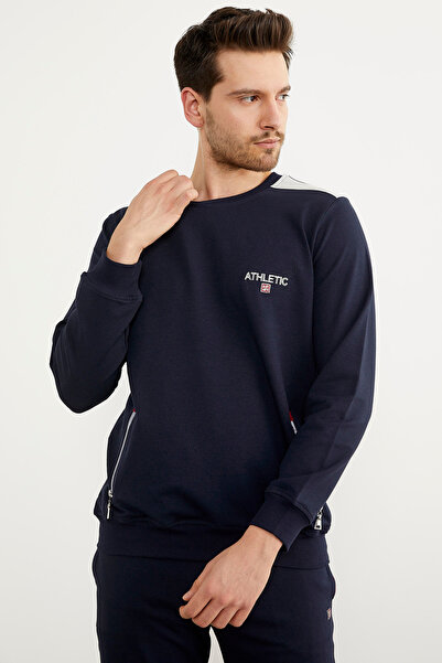 Sementa Comfortable Fit Crew Neck Tracksuit Set - Navy Blue
