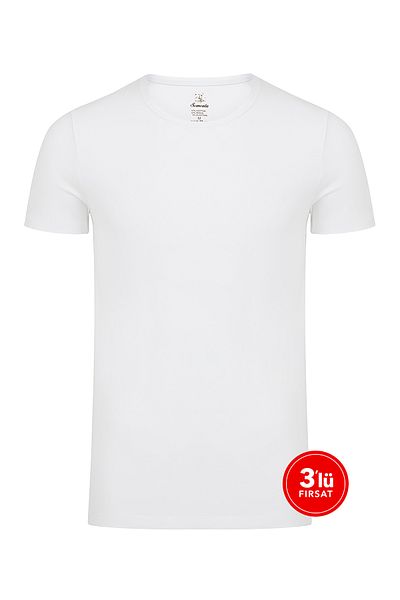 Sementa Ανδρικό μπλουζάκι Modal Crew Neck 3 Πακέτο - Λευκό