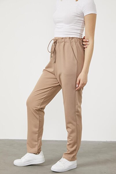 Sementa Φούτερ με ελαστική μέση σε μεγάλο μέγεθος - Μπεζ