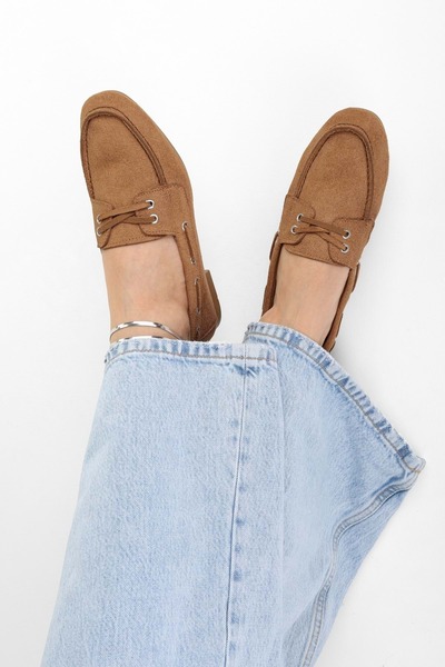 Shoeberry Women's Tinkera Tan Suede Ballerinas