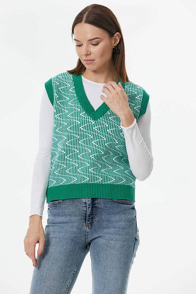Sementa Zigzag Patterned Knitwear Sweater - Green