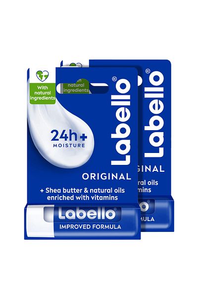 LABELLO Lip Care, Moisturizing Lip Balm, Original with Shea Butter, 4.8g, Pack of 2