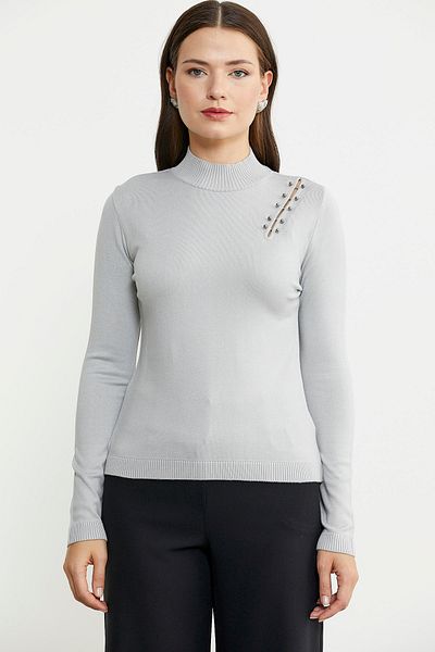 Sementa Knitwear Sweater with Shoulder Accessories - Gray