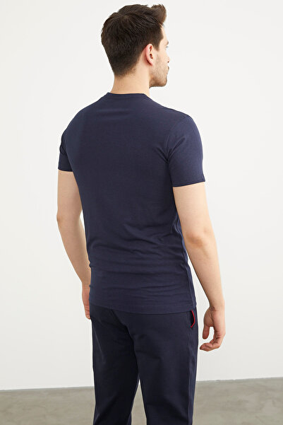 Sementa Βασικό κοντομάνικο μπλουζάκι με λαιμόκοψη V - Navy Blue